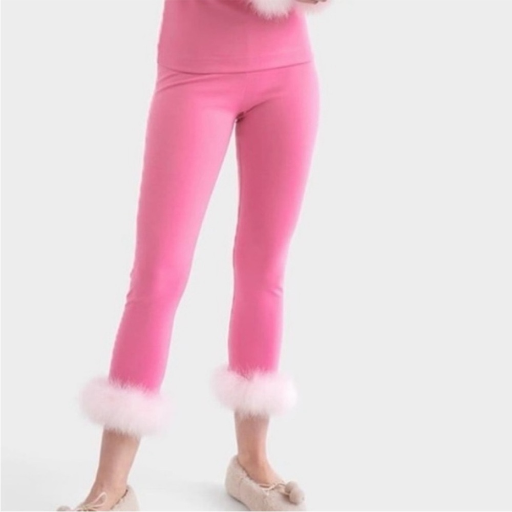 Sleeper Pink Leggings with Fluffy Trim